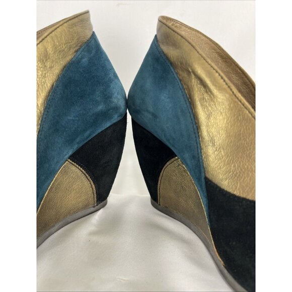 Fly London Metallic and Suede Wedge Heel Booties Womens EU Size 40 - Picture 10 of 11